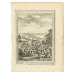 Antique Print of a Japanese Military Procession by Chedel, 1746