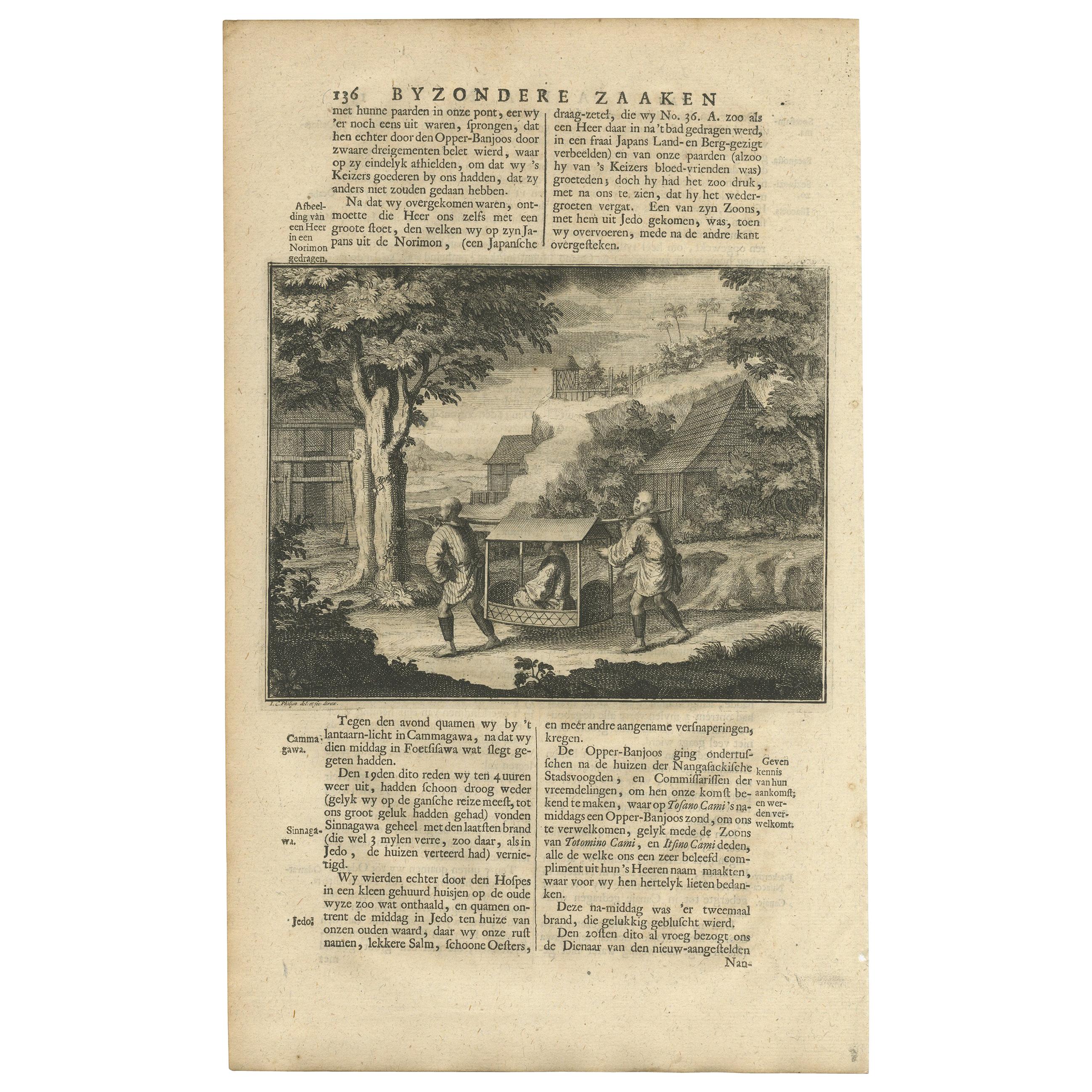 Impression ancienne d'un Norimon japonais par Valentijn, 1726