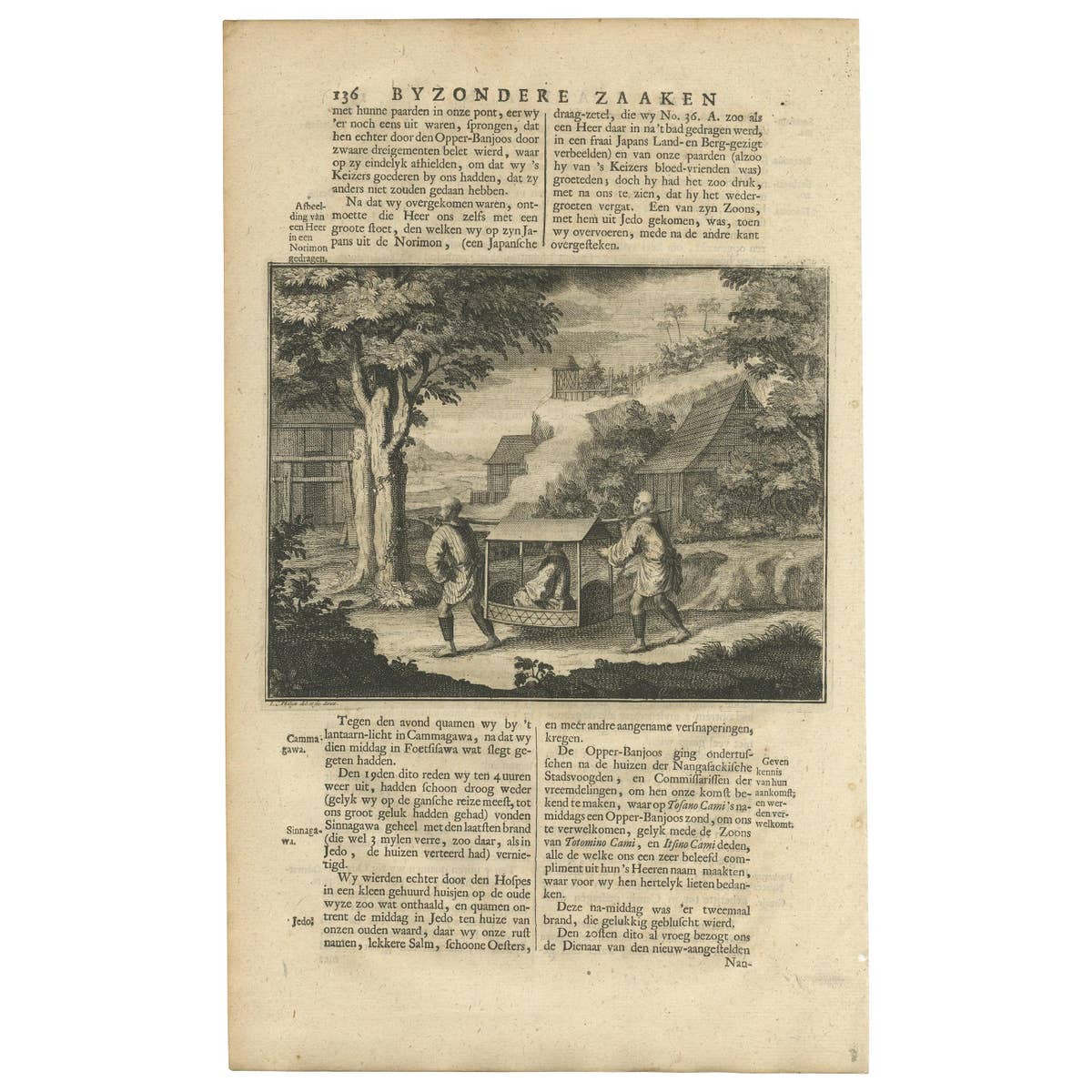 Antique Print of a Japanese Norimon by Valentijn, 1726