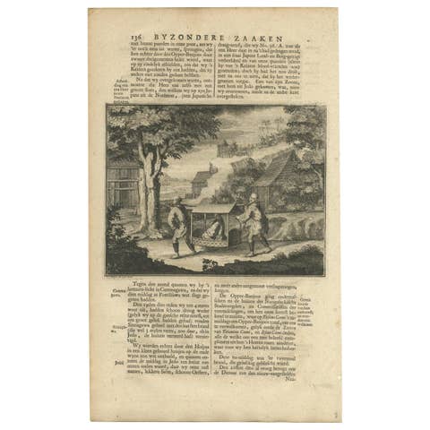 Antique Print of a Japanese Norimon by Valentijn, 1726