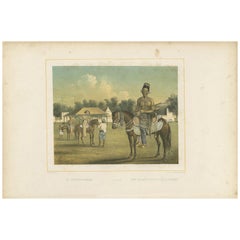 Antique Print of a Javanese Chief Preparing for a Tournament by Van Pers