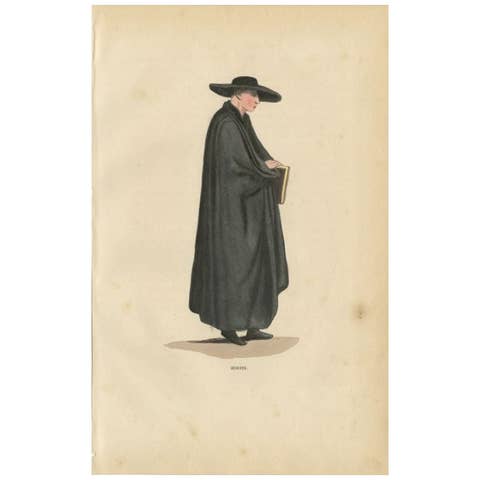 Antique Print of a Jesuit by Tiron, 1845