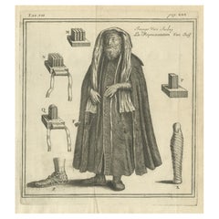 Stampa antica di un ebreo con elementi del suo costume, 1709