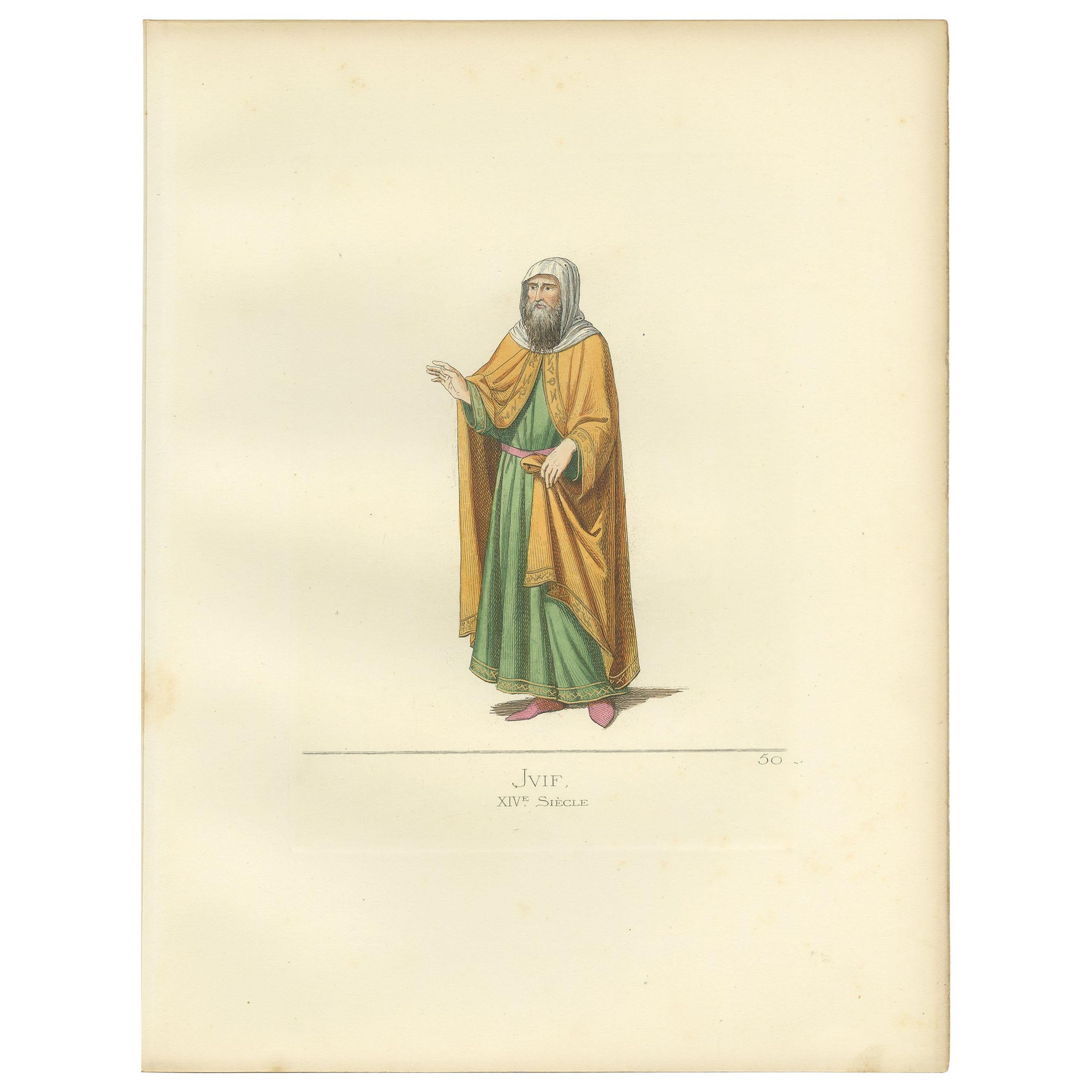 Antique Print of a Jewish Man in Italy by Bonnard, '1860'