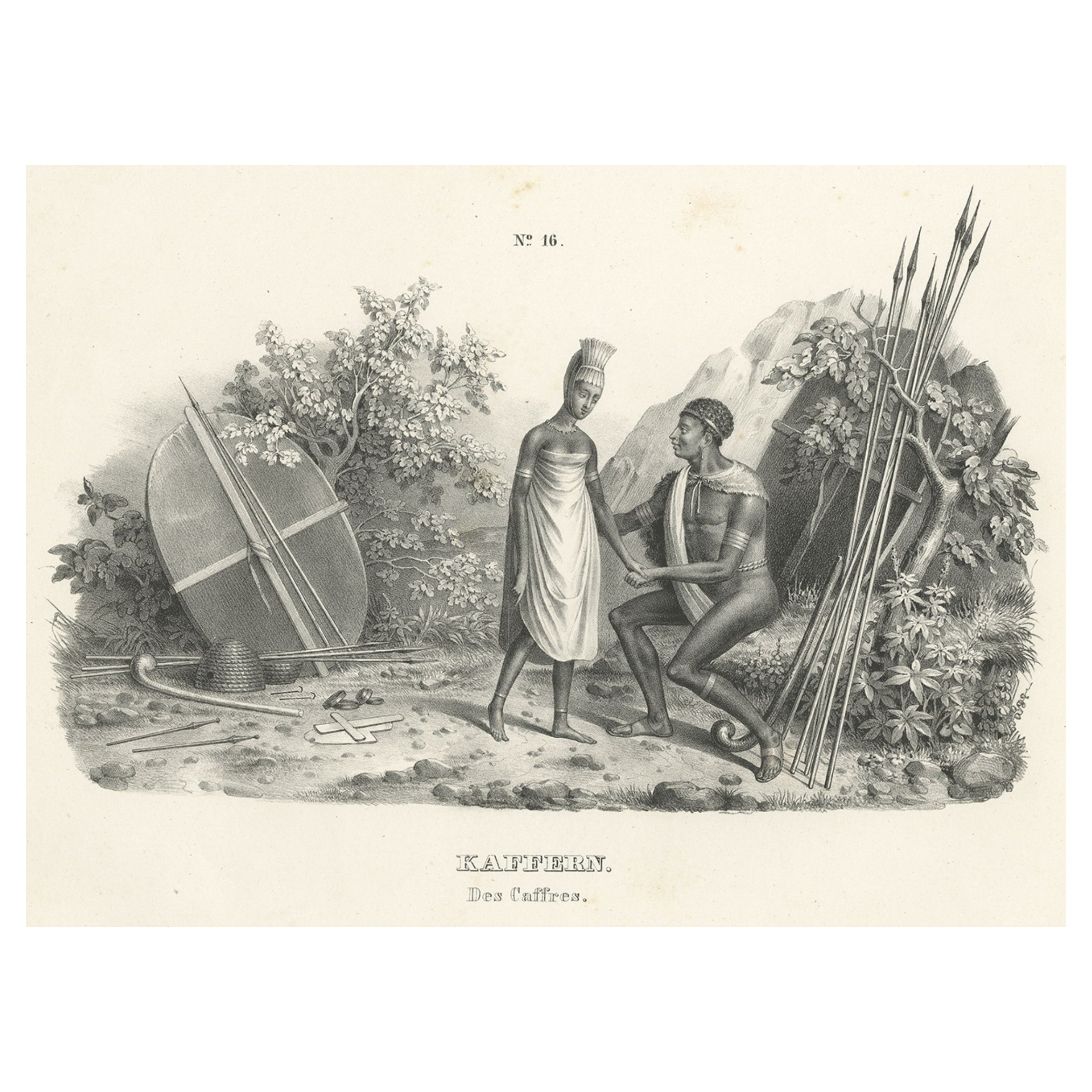 Antique Print of a Kafir, an Arabic Term Meaning Unbeliever or Disbeliever, 1845 For Sale