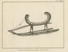 Antique Print of a Kamchatka Sleigh by Cook, 1803