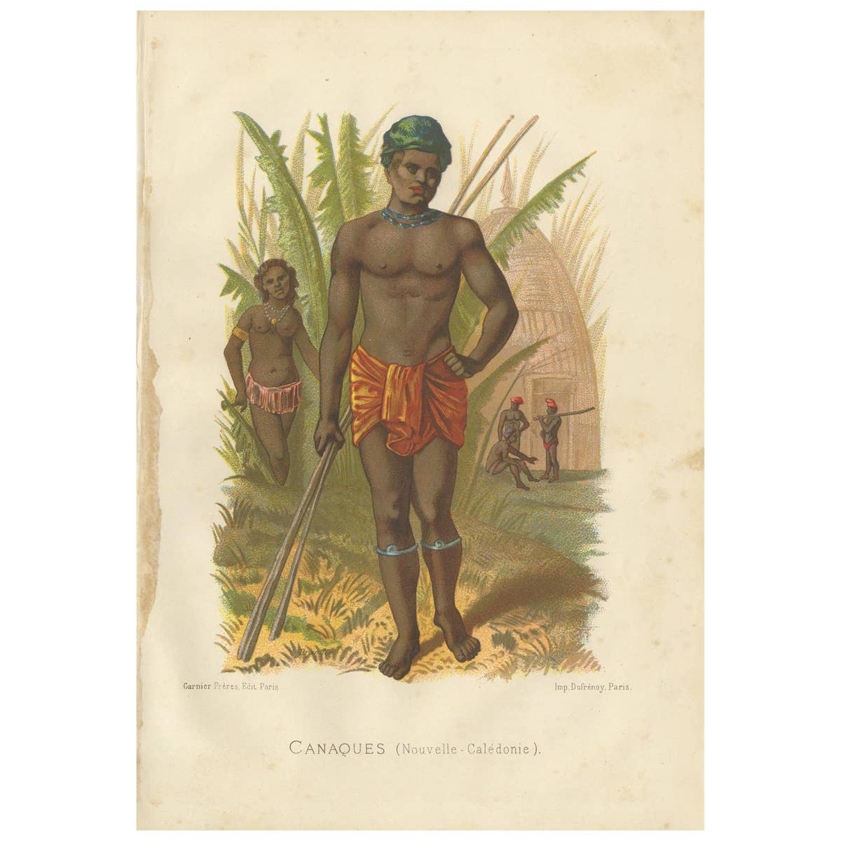 Antique Print of a Kanak Man by Grégoire, 1883