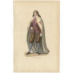 Antique Print of a Knight of the Military Order of Aviz, 1845