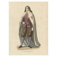 Antiker Druck eines Ritters des Militärordens von Aviz, 1845
