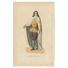 Antique Print of a Knight of the Order of Alcantara, 1845