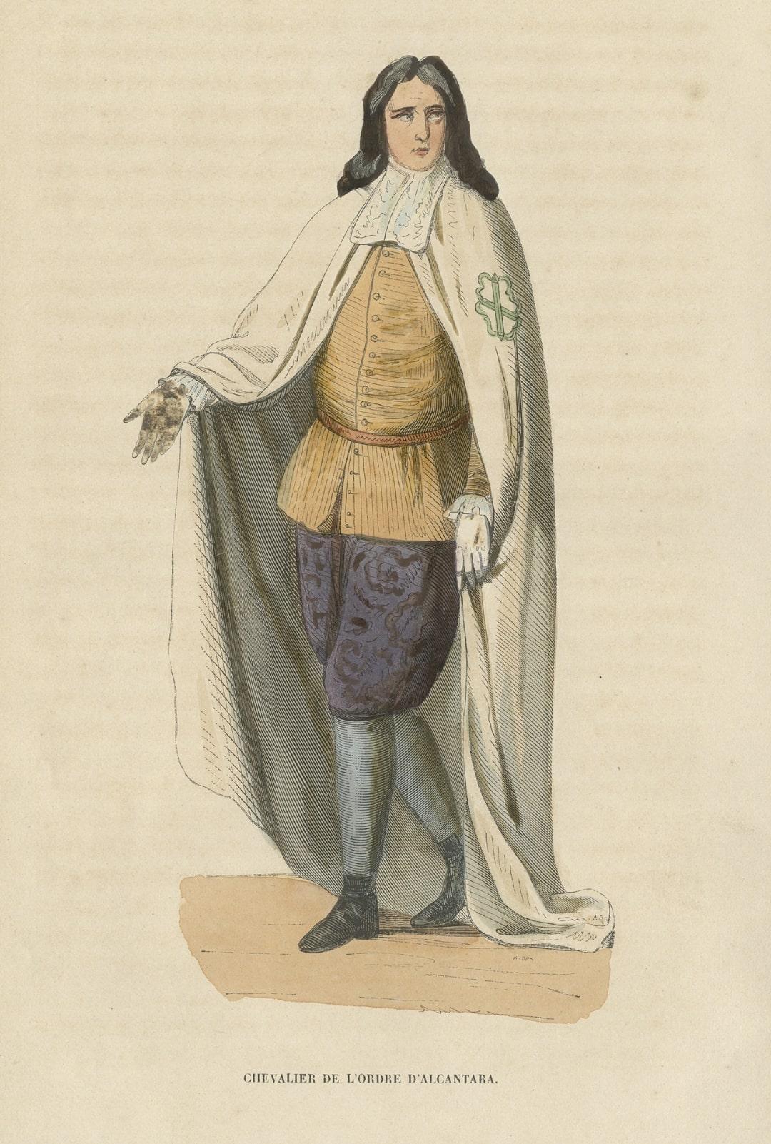 Carta Stampa antica di un Cavaliere dell'Ordine di Alcantara, 1845 in vendita