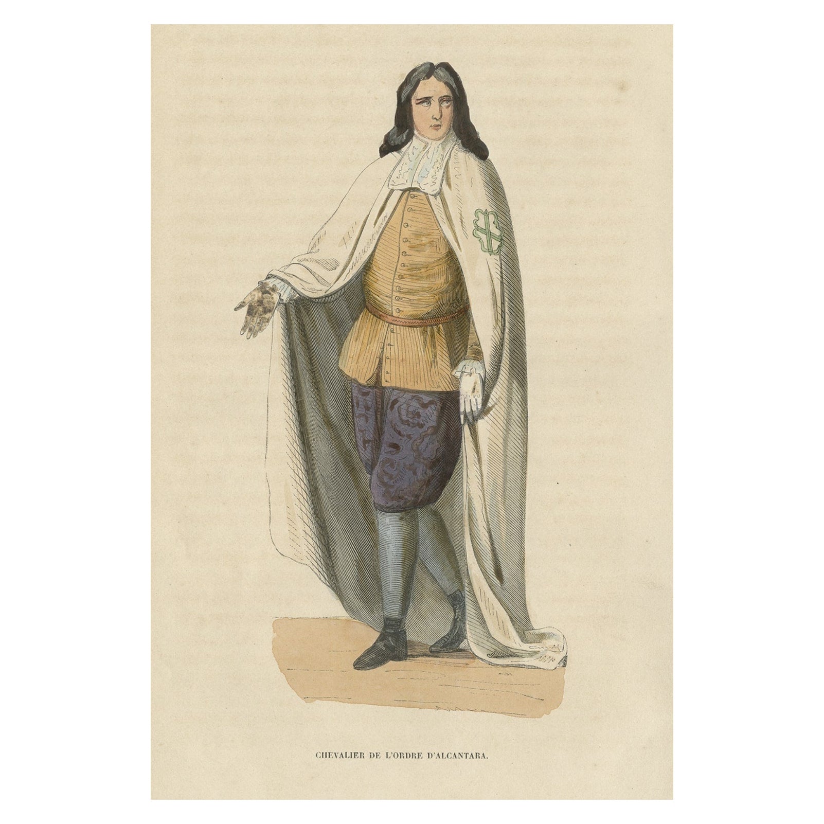 Antiker Druck eines Ritters des Ordens von Alcantara, 1845