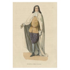Antiker Druck eines Ritters des Ordens von Alcantara, 1845