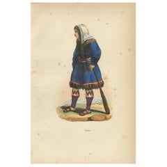 Antique Print of a Koryak, indigenous people of the Russian Far East, Kamchatka