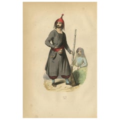 Antique Print of a Kurd by Wahlen, 1843
