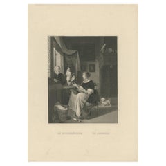 Antique Print of a Lace Maker by French, 'c.1850'