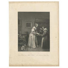 Antique Print of a Lady in a Satin Dress by Payne 'c.1860'
