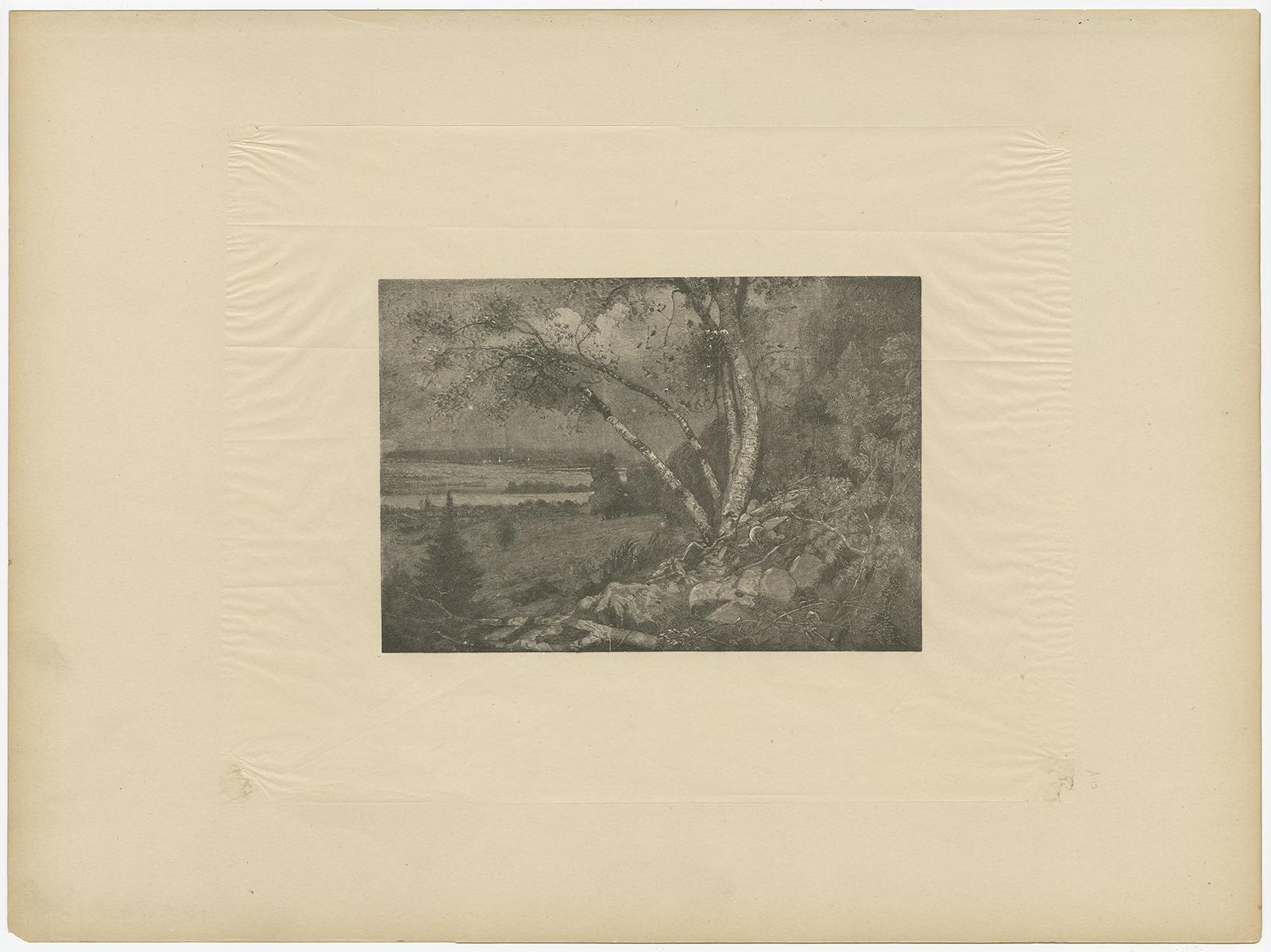 19th Century Antique Print of a Landscape Made after E. Kingsley, circa 1893 For Sale