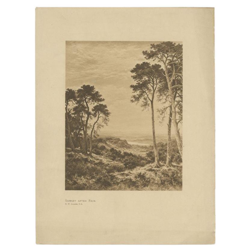 Antique Print of a Landscape with Title Sunset After Rain, circa 1903 For Sale