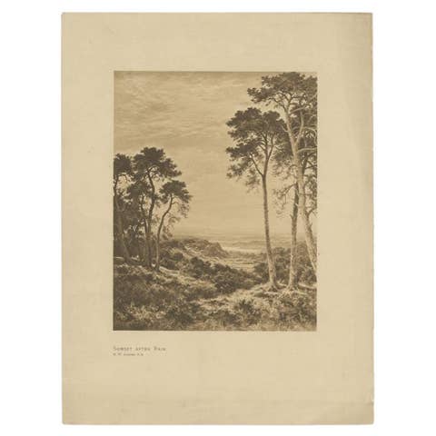Antique Print of a Landscape with Title Sunset After Rain, circa 1903