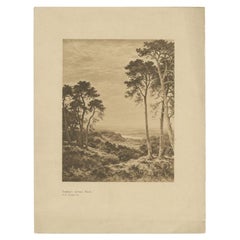 Antiker Druck einer Landschaft mit dem Titel „Sonnenuntergang nach Regen“, 1903