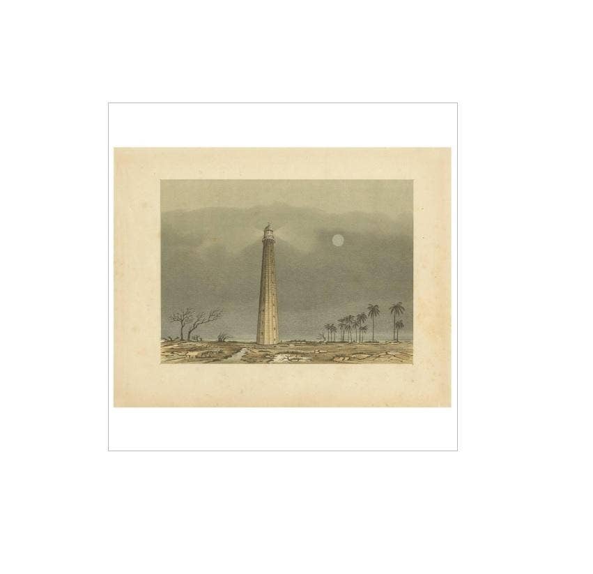 Antique Print of a Lighthouse in the Sunda Strait by M.T.H. Perelaer, 1888