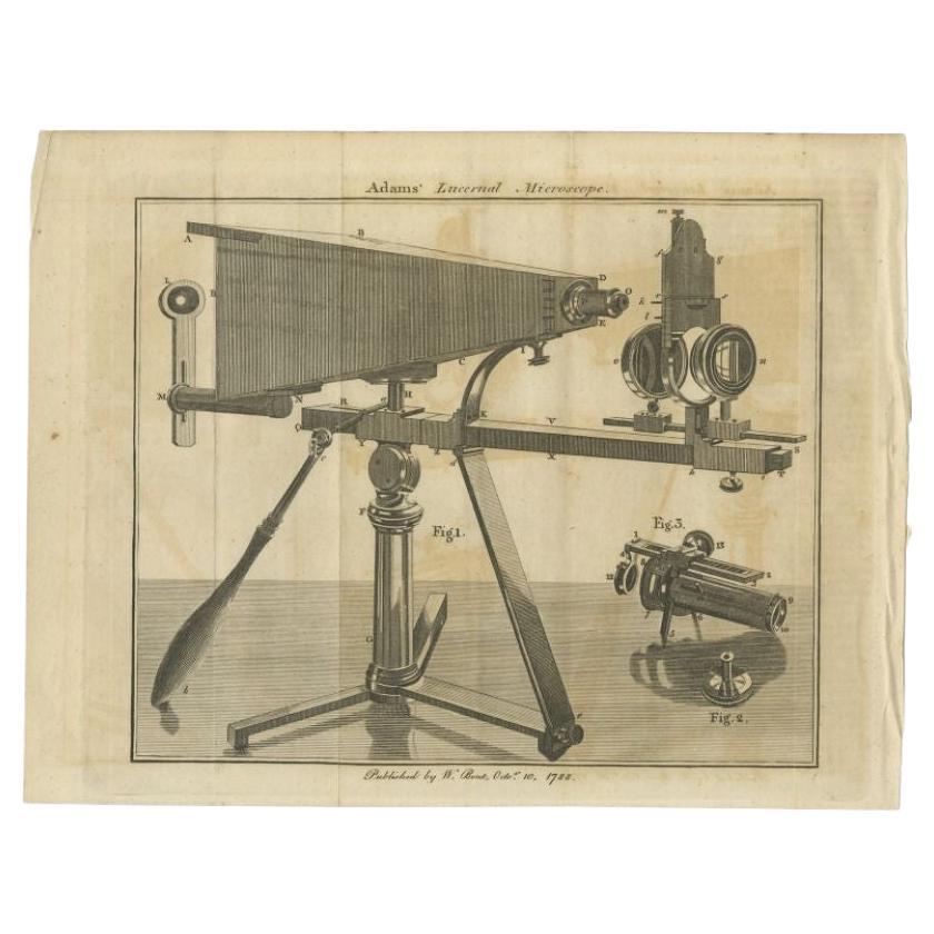 Antique Print of a Lucernal Microscope, 1788 For Sale