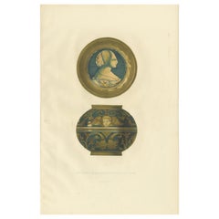 Antique Print of a Majolica Coupe of Mr. Dutuit in Rome by Delange '1869'