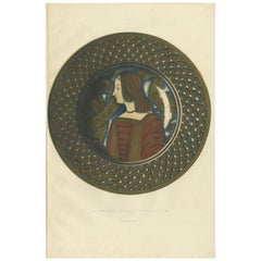 Impression ancienne d'une assiette en majolique de M. Joseph Fau par Delange '1869'