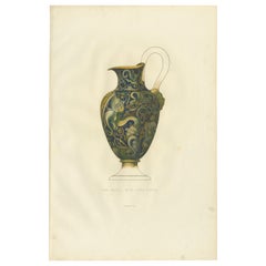 Antique Print of a Majolica Vase of Museo Correr by Delange '1869'