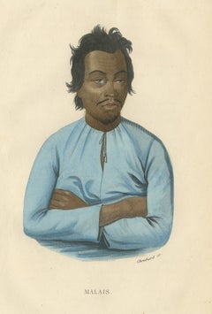 Antiker Druck eines Malaien von Prichard:: '1843'