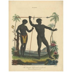 Antique Print of a Male and Female Inhabitant of Senegal by J. Chapman, 1818