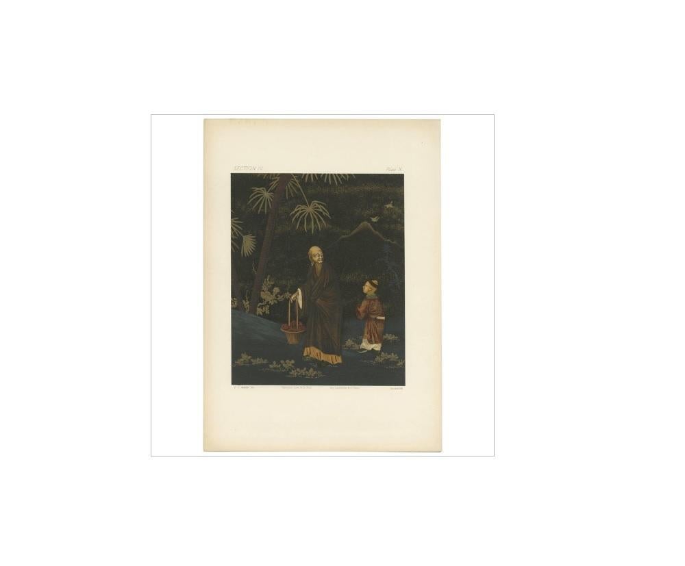 Untitled print, Section IV, plate X. This chromolithograph depicts an old Japanese man and a young Japanese boy. Detailed information about this print available on request.

This print originates from the first volume of 'The ornamental arts of