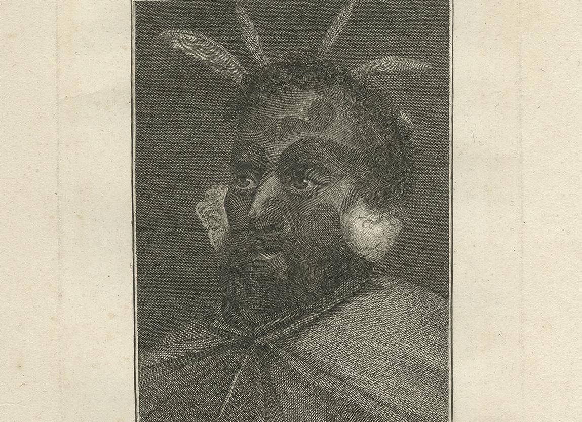 Antique Print of a Man of New Zealand by Cook, 1803