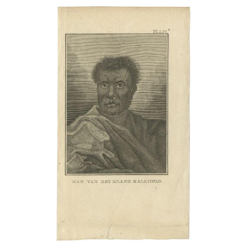 Antique Print of a Man of the Island of Malakula by Cook, 1803 For Sale