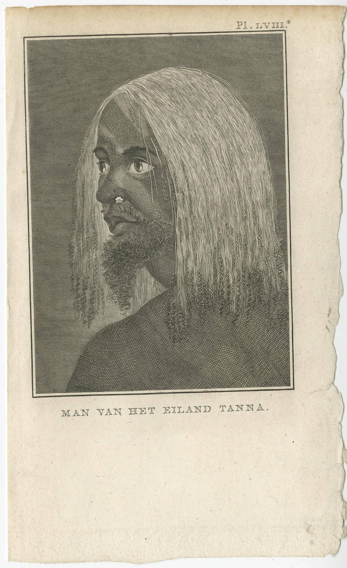 Antique Print of a Man of the Island of Tanna, New Hebrides, 1803