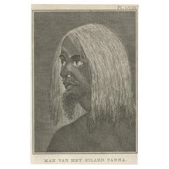 Antiker Druck eines Mannes der Insel Tanna, New Hebriden, 1803