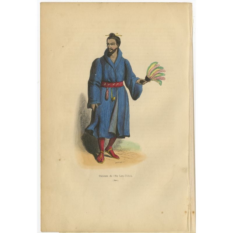 Antique Print of a Man of the Lou-Tchou Islands, 1843 For Sale