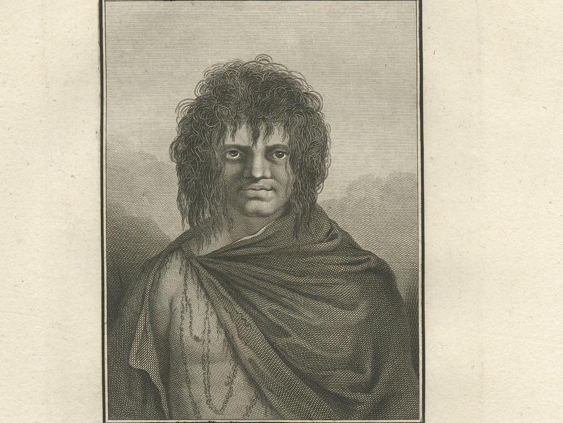 Antique Print of a Man of Tierra del Fuego by Cook, '1803' In Good Condition For Sale In Langweer, NL