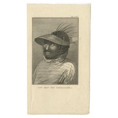 Antique Print of a Man of Unalaska by Cook, 1803