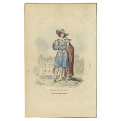 Antiker Druck eines Mannes unter der Herrschaft von Heinrich IV., um 1860