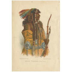 Antiker Druck eines Mandan-Indianers von Grégoire, '1883'.