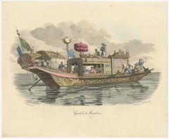 Antique Print of a Mandarin Gondola