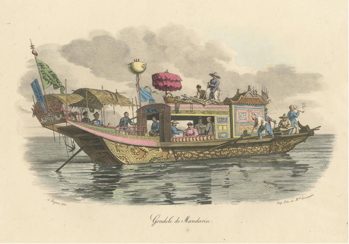 Antique Print of a Mandarin Gondola