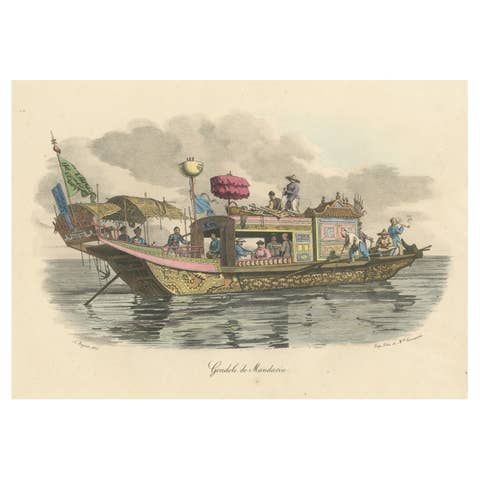 Antique Print of a Mandarin Gondola