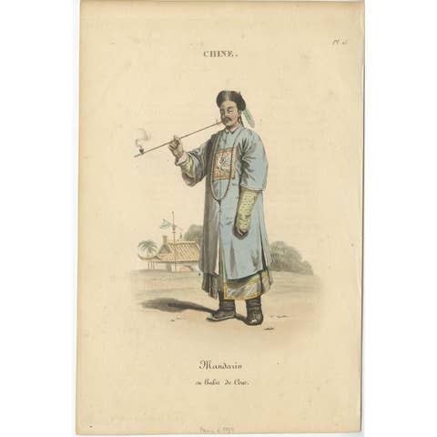 Antique Print of a Mandarin in Court dress, circa 1820