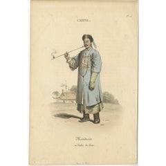 Impression ancienne d'un mandarin en robe de cour, vers 1820