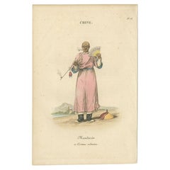 Antique Print of a Mandarin in Traditional Dress, circa 1820