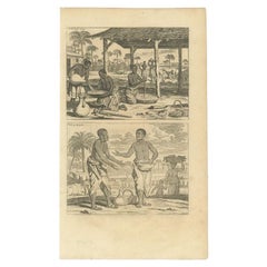 Antique Print of a Market in Jaffna in Ceylon 'Nowadays Sri Lanka', C.1730