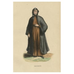Antique Print of a Maronite Monk, 1845